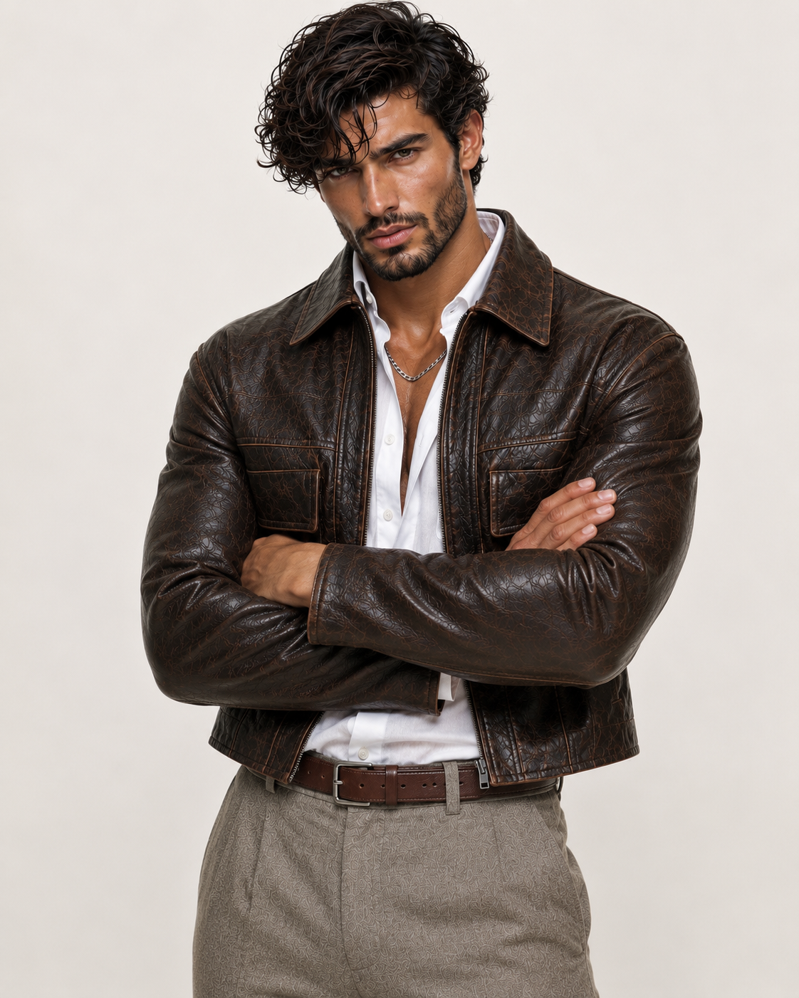 Ironwood Realm Distressed Brown Leather Jacket
