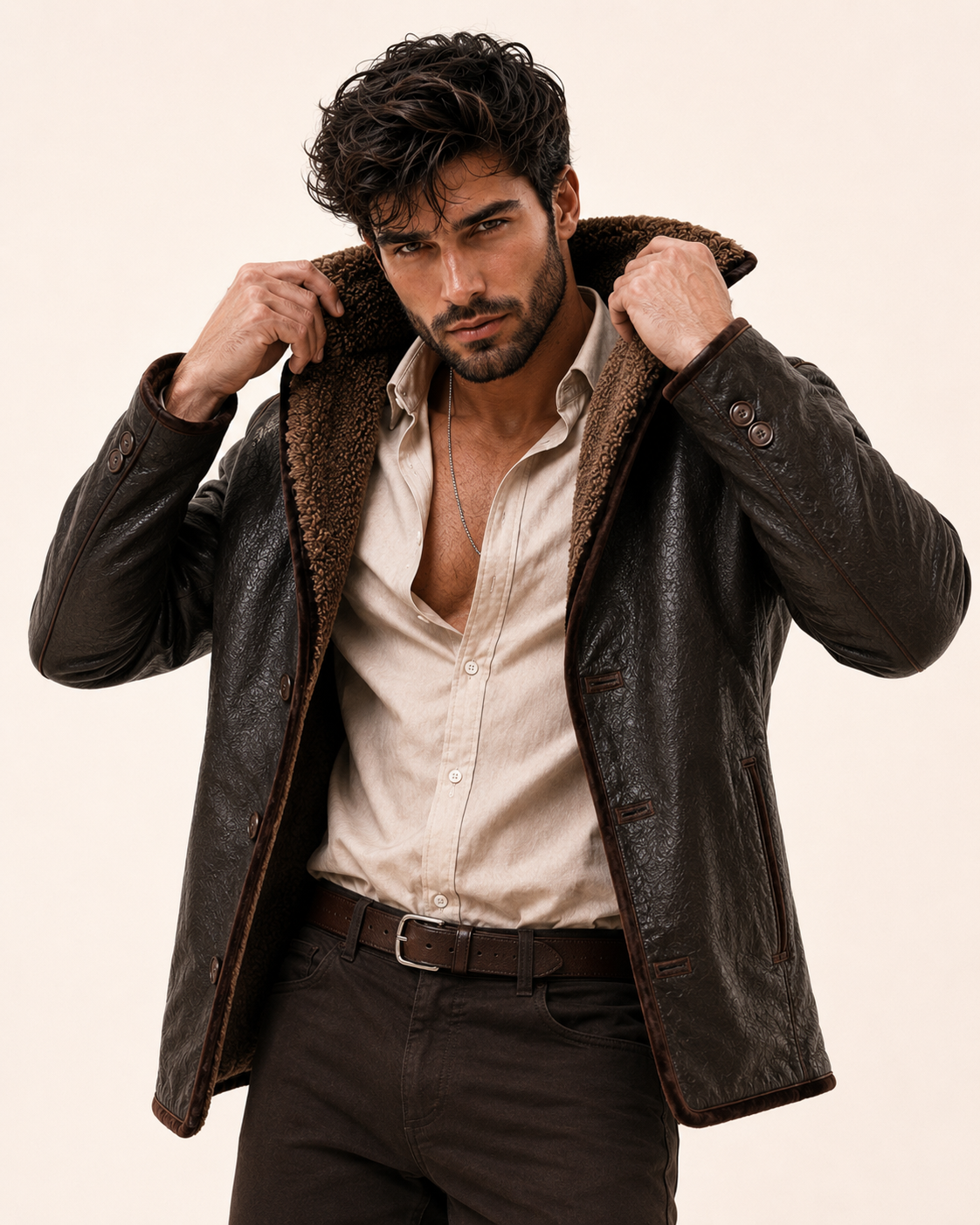 Eclipse Shearling Brown Leather Jacket