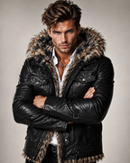 Black Fur Collar Leather Jacket