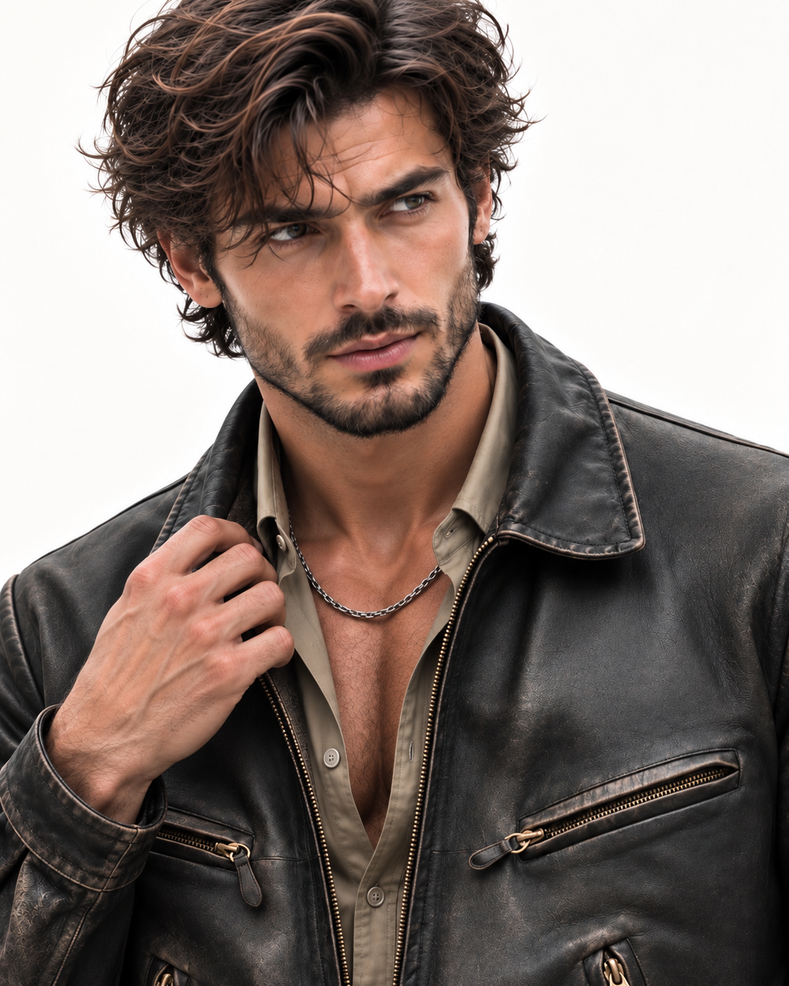 Darkstone Dark Brown Distressed Sheep Leather Jacket