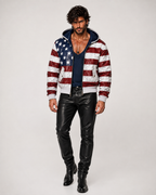 Distressed Sheep Leather Bomber Jacket – Daaran Keaton – three-quarter view