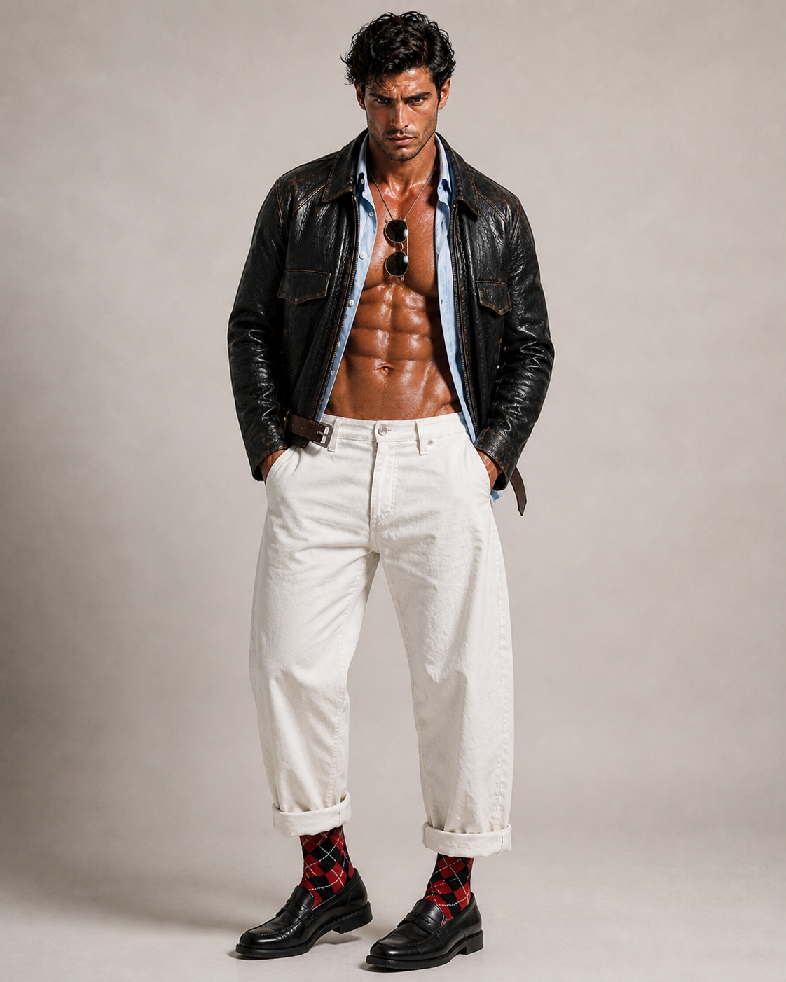 Vossen Black Distressed Sheepskin Leather Jacket
