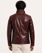 Oxblood Sheep Leather Bomber Jacket – Suede Collar