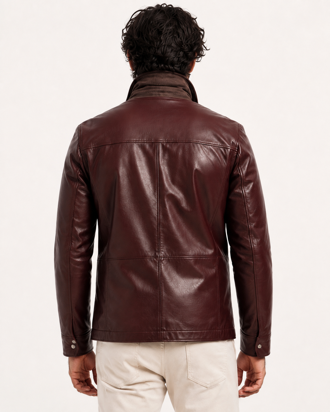 Oxblood Sheep Leather Bomber Jacket – Suede Collar