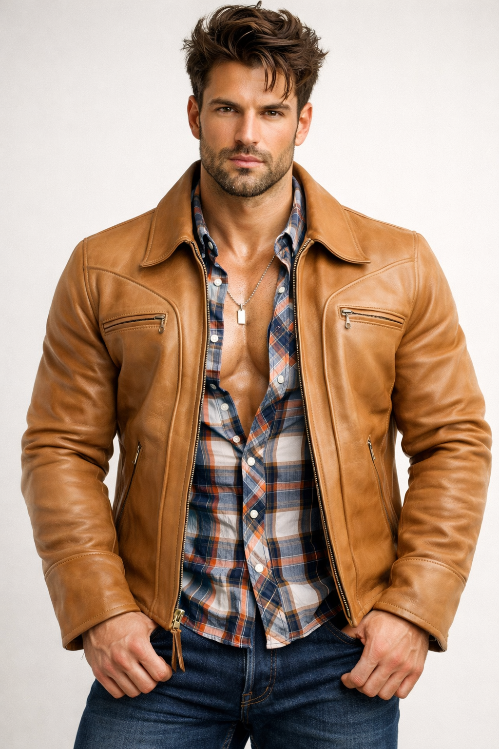 Royce Chestnut Brown Leather Jacket