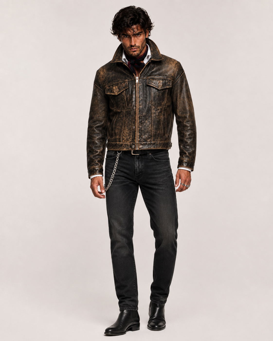 Distressed Brown Trucker Jacket – Daaran Rustell – sleeve and cuff detail