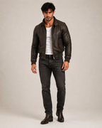 Brown Distressed Sheep Leather Bomber Jacket – Brunnero