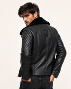 Obsidian Reign Black Leather Shearling Jacket