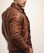 Ashcroft Brown Cafe Racer Leather Jacket