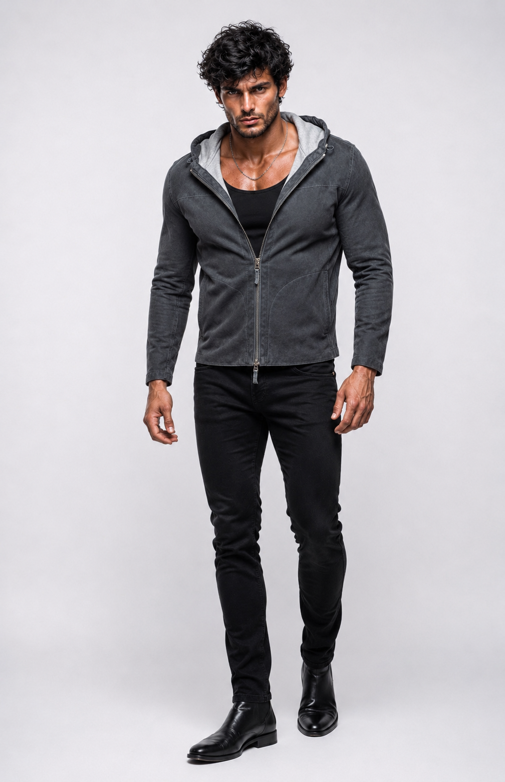 Elano Charcoal Gray Suede Leather Jacket