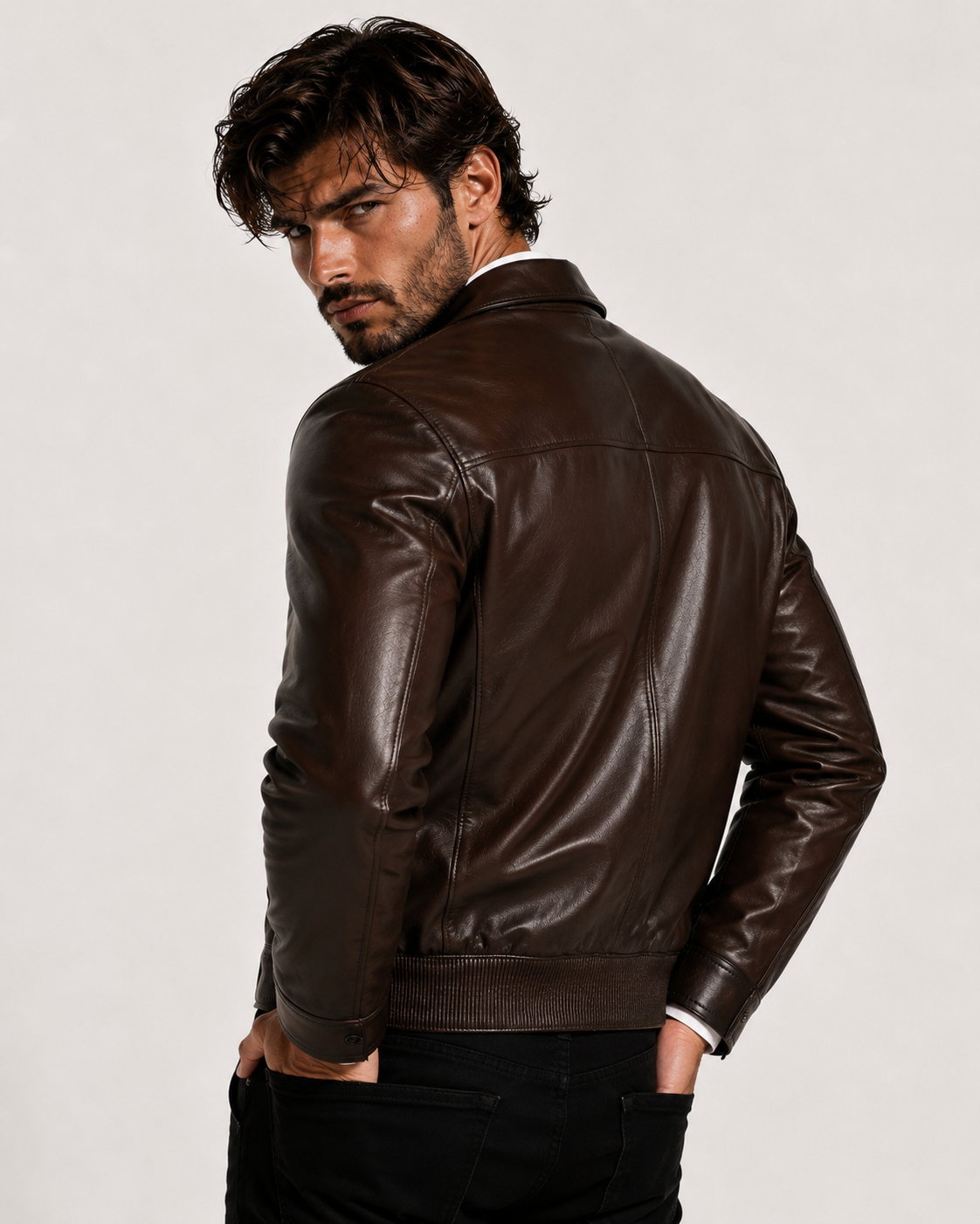 Brown Sheep Leather Bomber Jacket – Havaro by Daaran