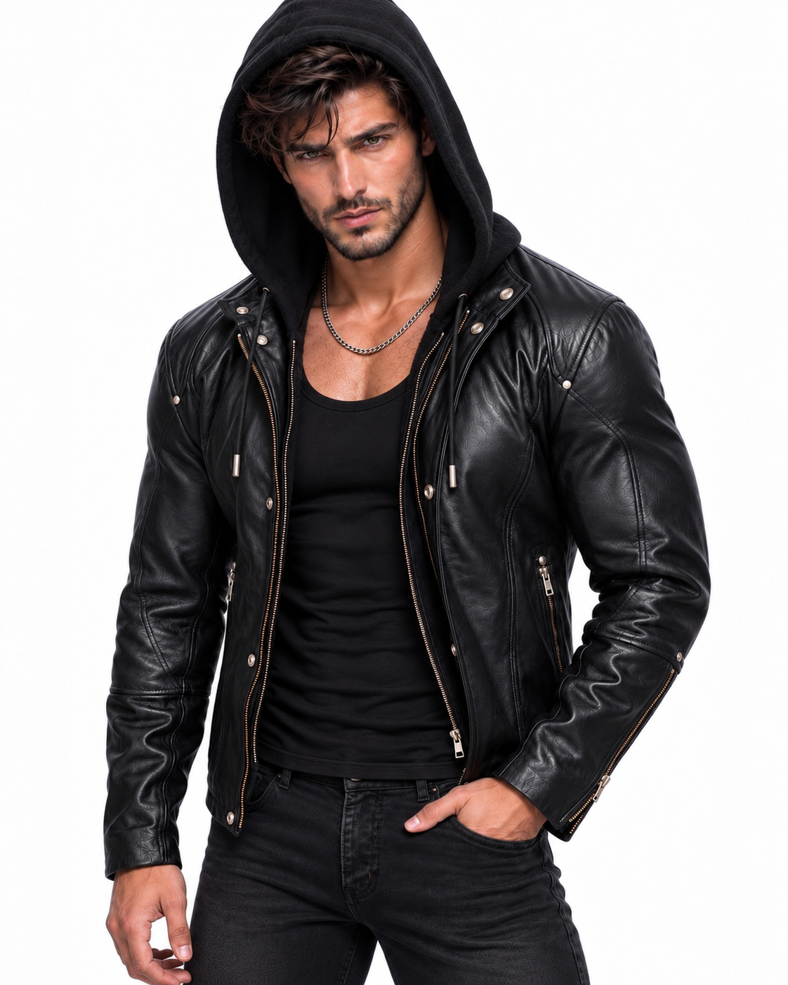 Midnight Rider Black Leather Moto Jacket