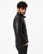 Shadow Blaze Black Leather Biker Jacket