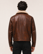 Distressed Brown Shearling Trucker Jacket – Daaran Maverick – interior lining view