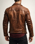 Ashcroft Brown Cafe Racer Leather Jacket