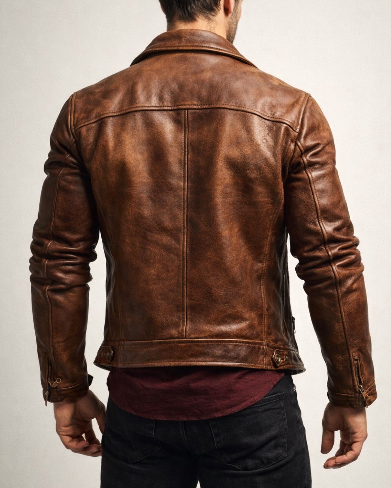 Ashcroft Brown Cafe Racer Leather Jacket