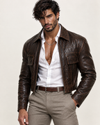 Ironwood Realm Distressed Brown Leather Jacket
