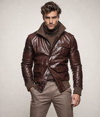Dark Brown Sheepskin Leather Jacket Sable by Daaran