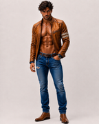 El Toro Tan Leather Café Racer Jacket | Daaran – sleeve and cuff detail