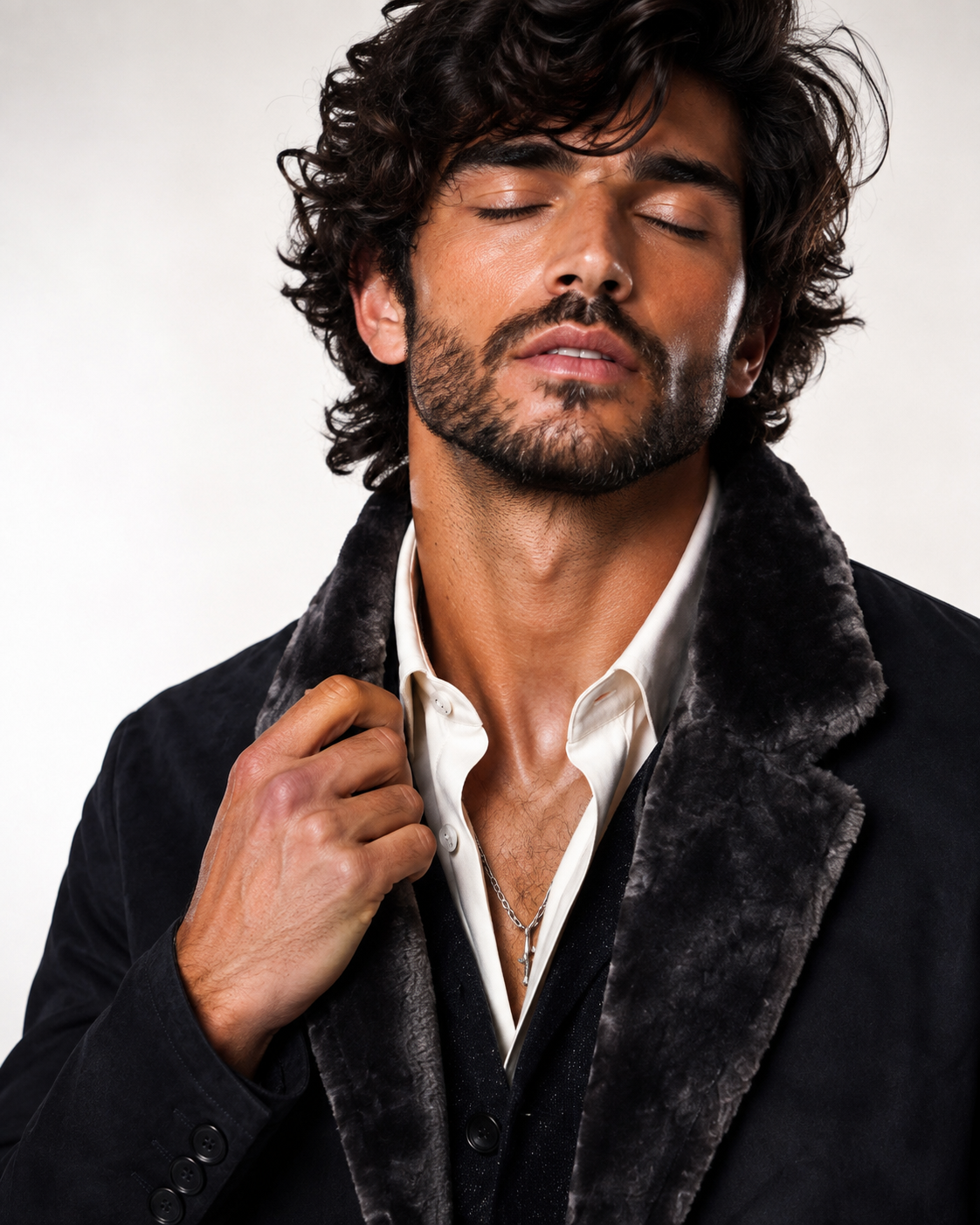Vintage Brown Sheep Leather Western Jacket – Trailblazer | Daaran – collar and zipper detail