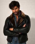 Dark Brown Shearling Aviator Jacket – Ravenline