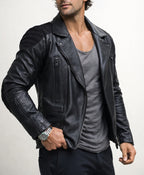 Raven Black leather biker jacket