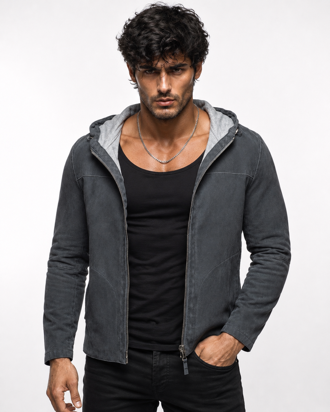 Elano Charcoal Gray Suede Leather Jacket