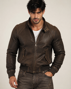 Brown Distressed Sheep Leather Bomber Jacket – Brunnero