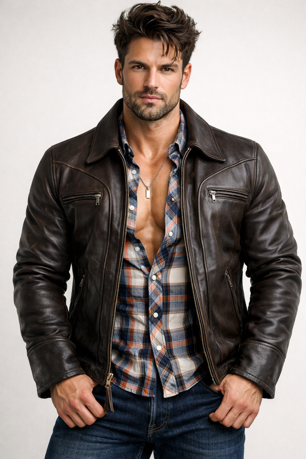 Royce Chestnut Brown Leather Jacket