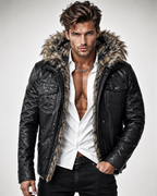 Black Fur Collar Leather Jacket