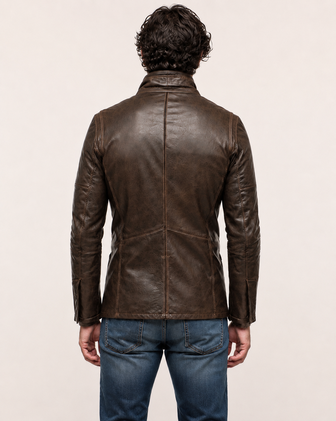Brown Sheep Leather Blazer Jacket – Slim Fit Moto | Daaran – sleeve and cuff detail