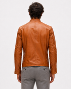 Vanguard Camel Leather Moto Jacket