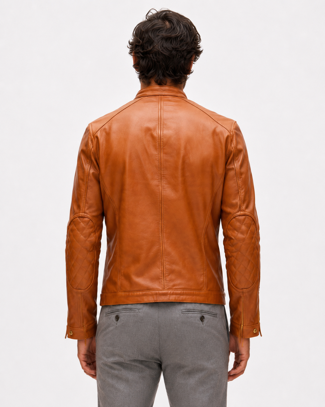 Vanguard Camel Leather Moto Jacket