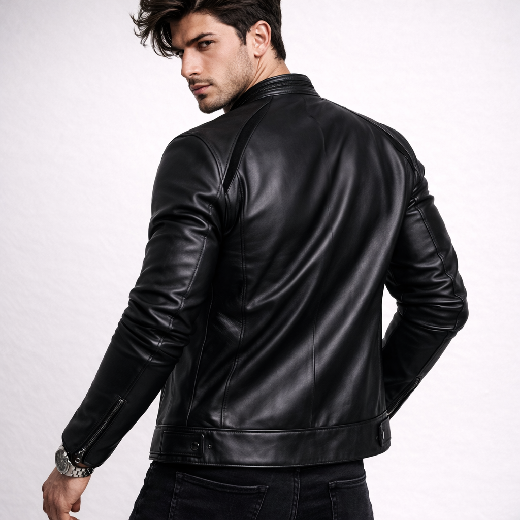 Shadowline Black Leather Moto Jacket