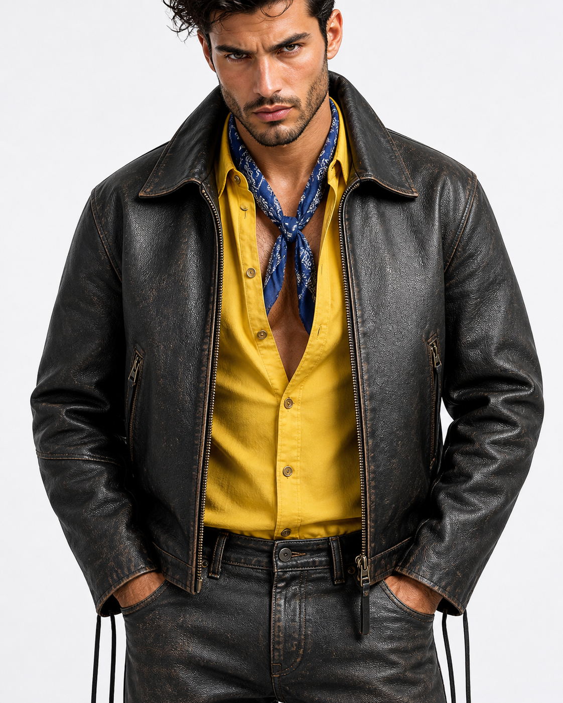 Velkar Distressed Black Sheepskin Leather Jacket