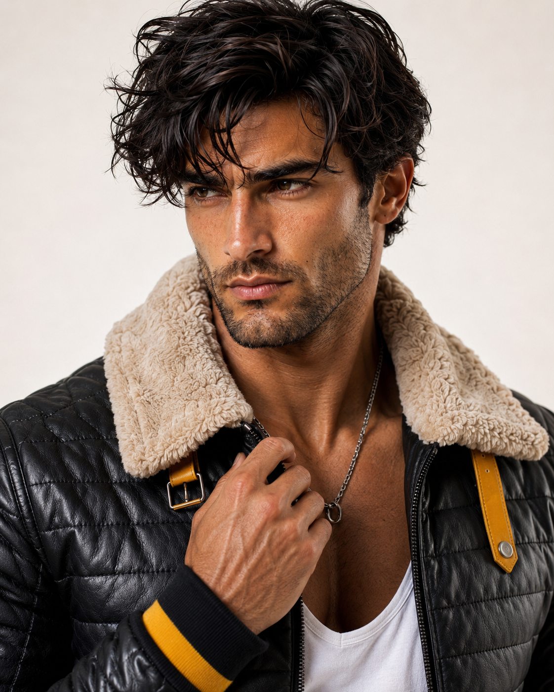 StormFlight Black Leather Bomber Jacket