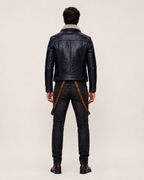 Navy Shearling Flight Jacket in Genuine Sheep Leather | The Crosby by Daaran