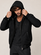 Black Suede Shearling Hoodie Jacket – Dravik