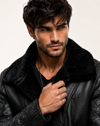 Obsidian Reign Black Leather Shearling Jacket
