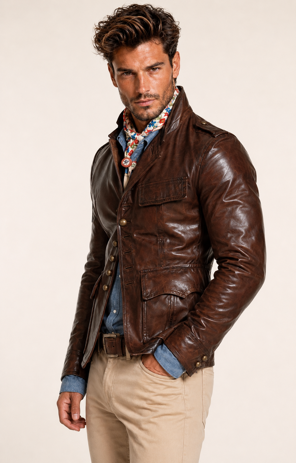 Brown Genuine Sheep Leather Jacket for Men - Daaran Wanderer