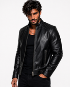 Midnight Vortex Black Leather Moto Jacket
