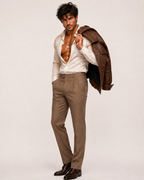 Oversized Brown Sheep Leather Aviator Blouson Jacket