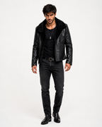Obsidian Reign Black Leather Shearling Jacket