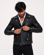 Midnight Rebel Black Leather Biker Jacket