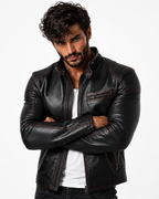 Shadow Blaze Black Leather Biker Jacket