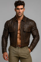 Ironwood Realm Distressed Brown Leather Jacket