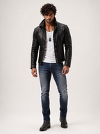 Urban Valor Black Leather Biker Jacket