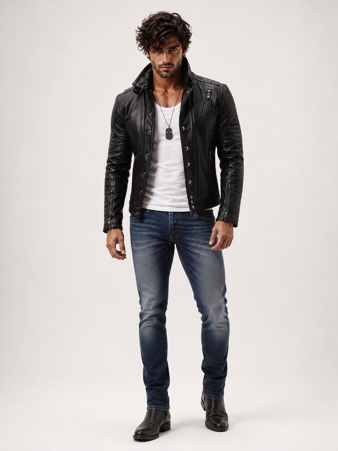 Urban Valor Black Leather Biker Jacket