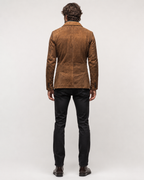 Caramel Brown Suede Blazer - Men's Tailored Sport Coat