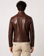 Dakota Luxe Brown Leather Biker Jacket